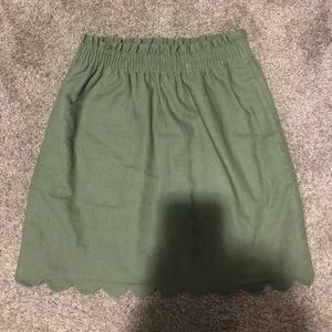 JCrew Green Scalloped Skirt